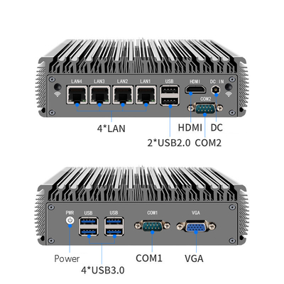 kopen industriële fanless mini pc 4 lan RJ45 Giga Quad core J4125 core i3 i5 i7 fanless industriële mini pc computer online manufacture