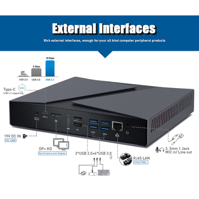 Winst 10 de Pro van de Vertoningsgigabit LAN Mini van PC 8GB DDR4 Nvme M.2 SSD 256GB van Inte1 I9 9880H Industriële Mini Dubbele Computer van PC